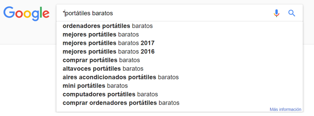 ejemplo asterisco seo